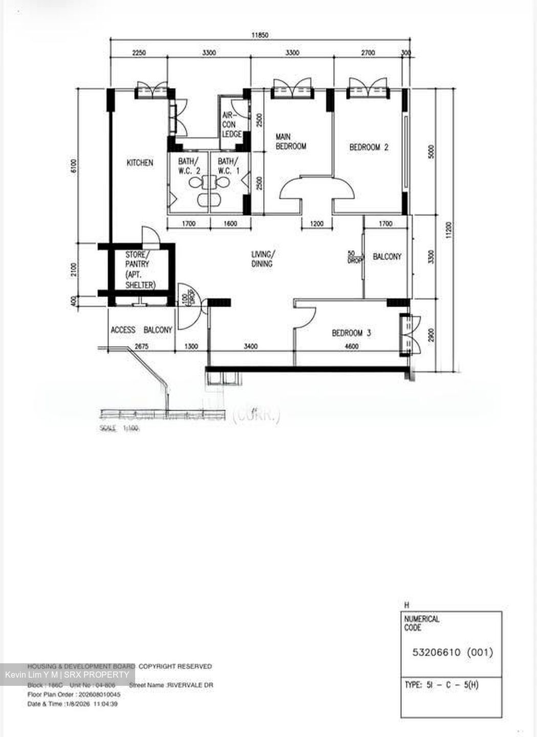 Blk 186C Rivervale Gateway (Sengkang), HDB 5 Rooms #605440291